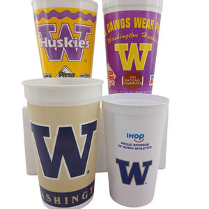 Vintage Washington Huskies Cups Lot of 4 Pizza Hut IHOP UW Dawgs NCAA